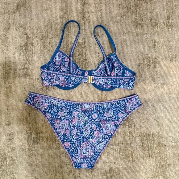 KuLani Kinis Blue and Pink Paisley Bikini Set - Picture 5 of 7